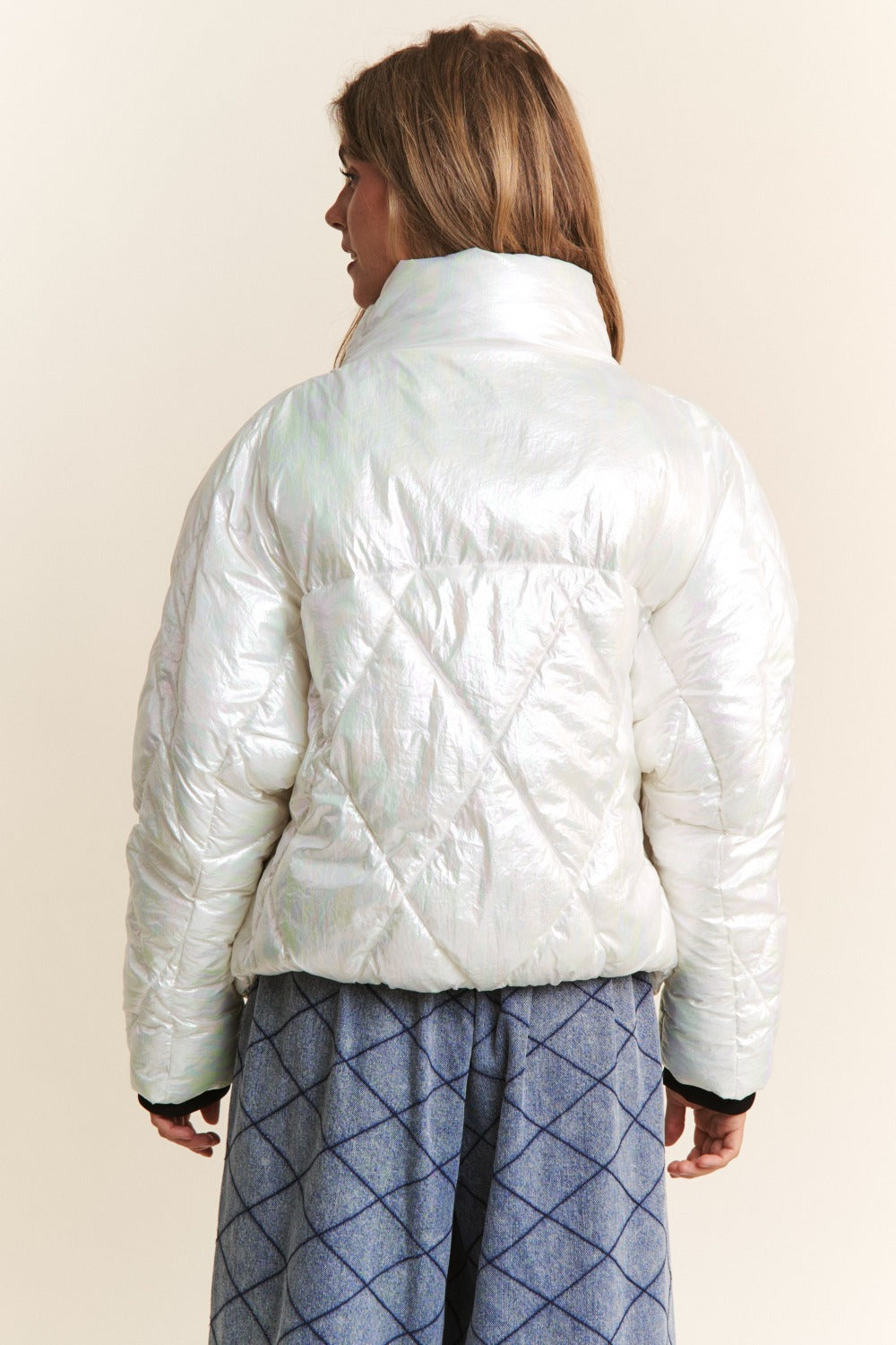 J.NNA Quilted Mock Neck Puffer Jacket - Winter Glass